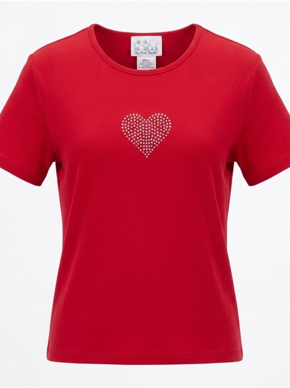 Quacker Factory Bright Red Crewneck heart Tee